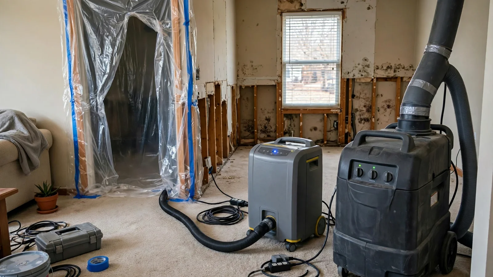 Mold inspector checking moisture levels in a Keller, TX home